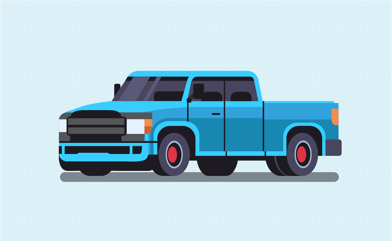 Blue heavy duty pickup truck