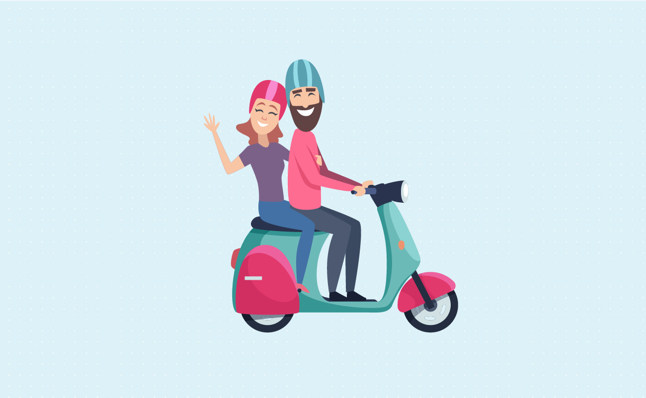 Couple Riding a Scooter.