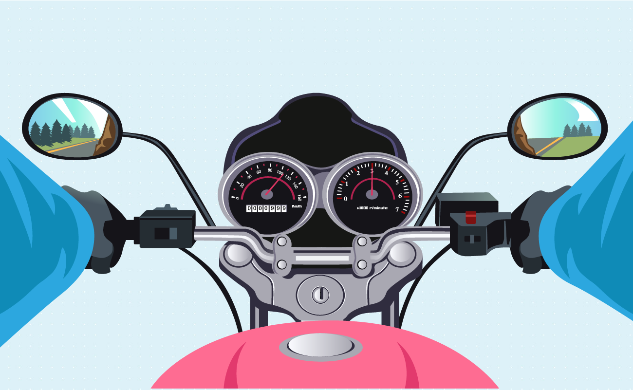 view of a motorcycle dashboard.